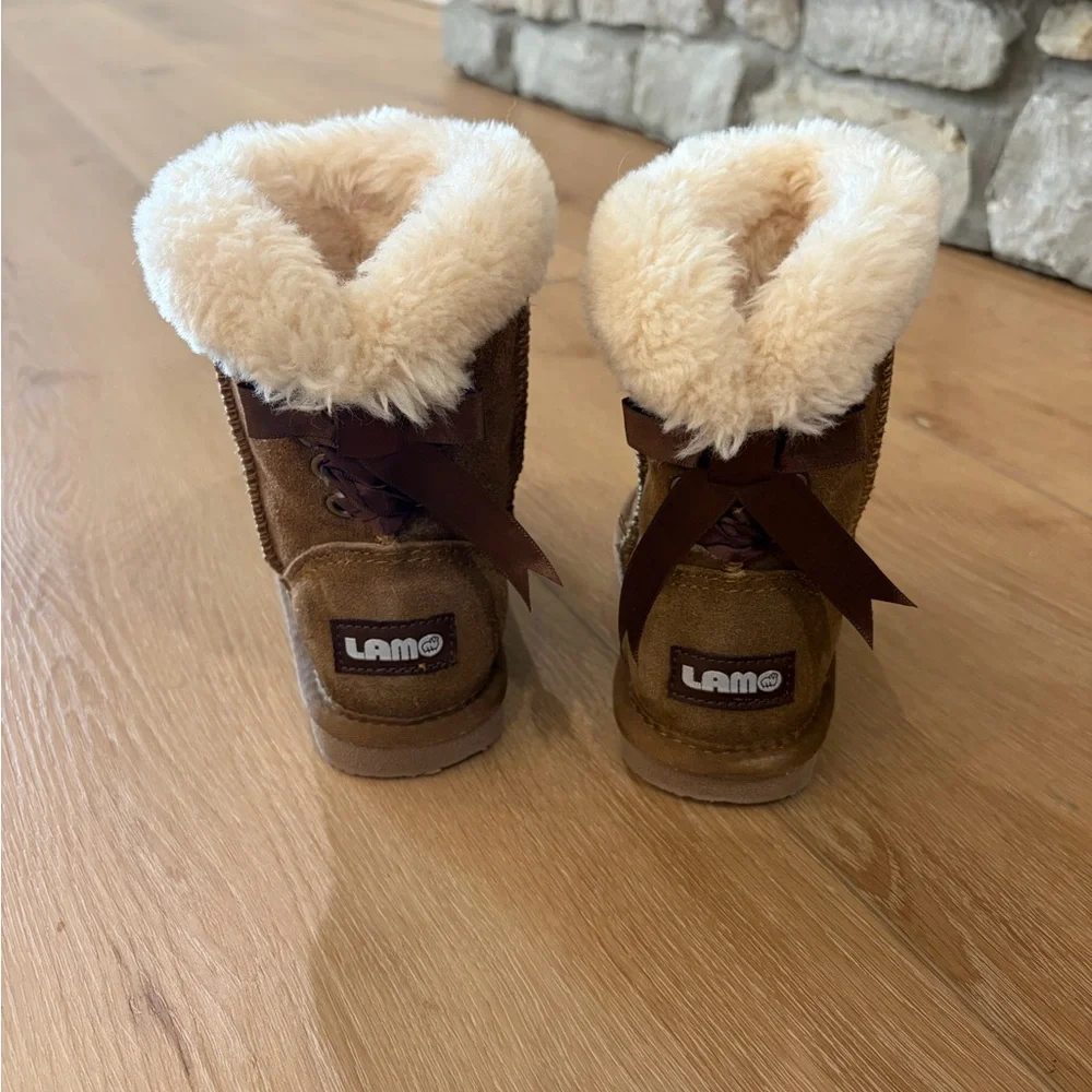 Kids Brown Faux-Suede Shearling Boots - Unbranded